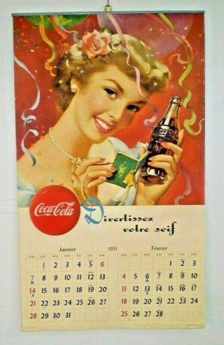1951 Coca Cola French Calendar Printed In Canada