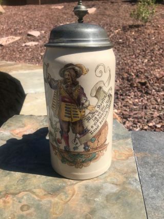 Antique Beer Stein Made In Germany,  1 Liter,  Late 1800 