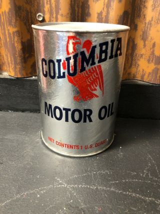 Full 1960s Vintage Columbia Motor Oil 1 Qt Composite Can Asoco Philadelphia Usa