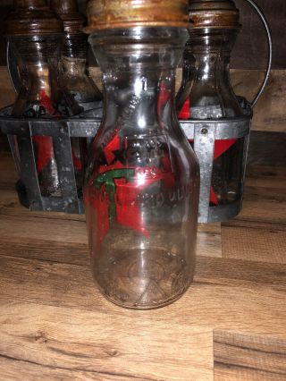 Texaco Oil Bottles With Crate 6 Total 3