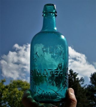 Teal Blue St.  Regis Water Massena Springs Saratoga Mineral Water Bottle