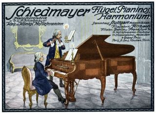 Grand Piano Schiedmayer 1912 Ad Baroque Transverse Flute Advertising Wig Rococo