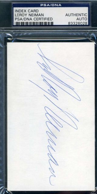 Leroy Neiman Psa Dna Hand Signed 3x5 Index Card Autograph