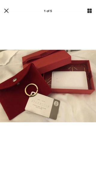 Starbucks Limited Edition Sterling Silver Keychain Gift Card With $50 Balance.