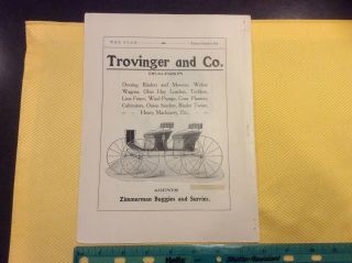 1905 Auburn,  Indiana Advertising for Trovinger and Company.  Zimmerman Buggies. 4