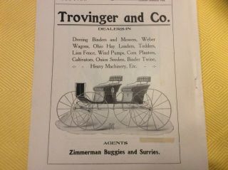 1905 Auburn,  Indiana Advertising for Trovinger and Company.  Zimmerman Buggies. 5