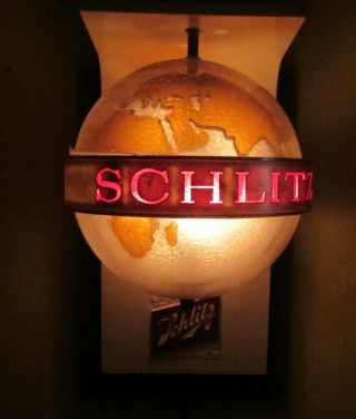 Schlitz Beer Spinning Globe Light,  1968,  Wall Light,