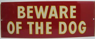 Old Beware Of The Dog Sign Tin Metal Bevel Edge Reflective Letters