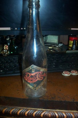 Rare Diamond Label Pepsi Cola Bottle 5 Cent Style Berk N.  C.