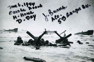 John Jack Burke Signed 4x6 Inch Photo D - Day 5th Rangers World War Ii Omaha Beach