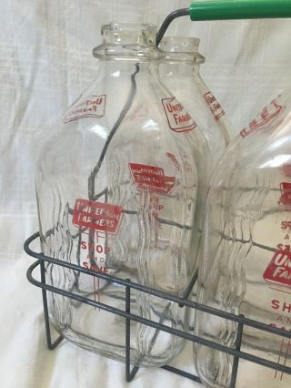 Vintage Half Gallon Milk Bottles & Carrier United Dairy Farmers Cincinnati Ohio 4