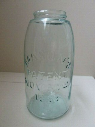 Rare - Aqua Jar Half Gallon Size Mason 
