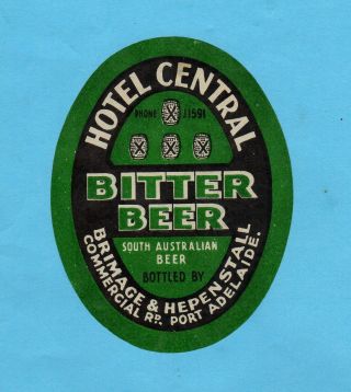 Central Hotel.  Bottled By Brimage & Hepenstall.  Port Adelaide.  S.  A.
