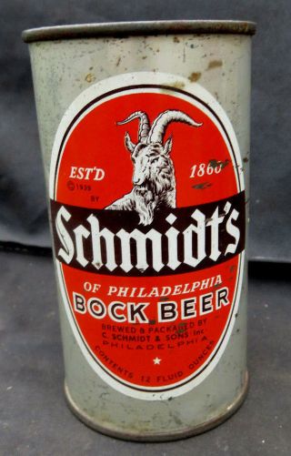 Schmidts Of Philadelphia Bock Beer Flat Top Can Silver Noggin Maryland Tax Stamp