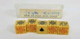 Rare Vintage Crisloid Poker Dice In Plastic Case With Instructions