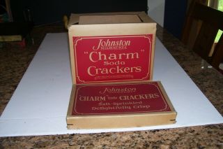 Vtg.  /ant.  Cardboard Adv.  Box - Johnston Milwaukee " Charm " Soda Crackers