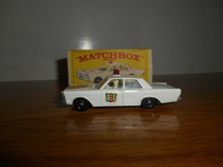 Vintage Matchbox Lesney Police Car Ford Galaxie 55 W/ Orig Box