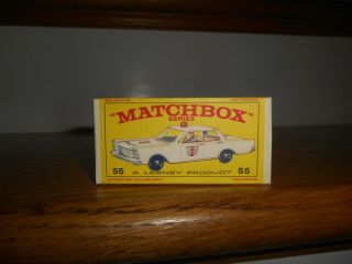 Vintage Matchbox Lesney Police Car Ford Galaxie 55 w/ Orig Box 7