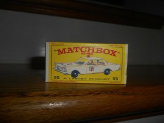 Vintage Matchbox Lesney Police Car Ford Galaxie 55 w/ Orig Box 8