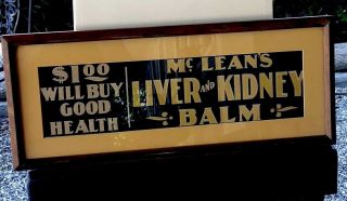 Antique Drug Store Advertising Sign Mcleans Liver Kidney Balm Snake Oil Salesman