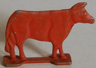 Vtg 1920 Cracker Jack Stand Up Metal Red Cow Prize Toy