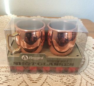 Reward Moscow Mule Shot Glasses Set Of 2,  Copper With Brass Handles