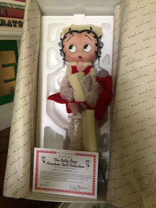 The Danbury Toast Of Town Porcelain Betty Boop Doll Red Marilyn Dress Nrfb