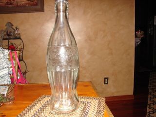 Vintage Huge Coca Cola Glass Store Display Bottle Heavy Glass Soda Advertising