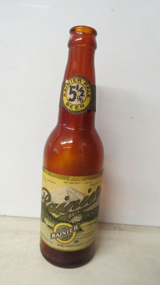 Irtp U - Permit Rainier Pale 11 Oz Glass Beer Bottle W/ Neck Label.  S.  F. ,  Ca; Etc.