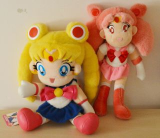 Rare 2000 Sailor Moon World Plush & Chibimoon Plush Doll