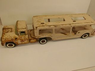 Vintage Buddy L Car Auto Carrier Hauler Transport Truck Pressed Steel Toy