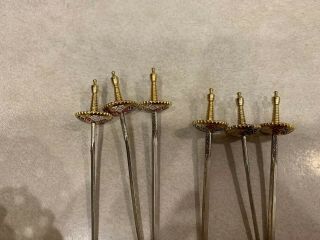 Vintage Brass / Metal Appetizer Set Of 12 Swords Cocktail Picks On Stand Toledo 4