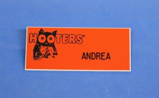 Hooters Restaurant " Andrea " Orange Girl Name Tag / Pin - Waitress Pin