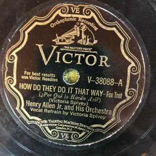 Victor 38088 Henry Allen Jr.  Orch W Victoria Spivey 1929 78 Rpm V,  Hot