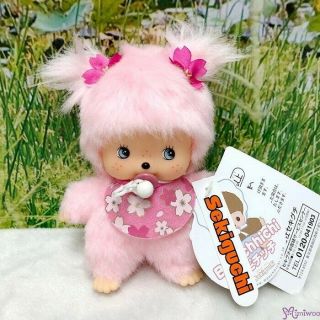 Monchhichi Bebichhichi 14cm Plush Pink Cherry Blossom Pink Girl Doll 242443