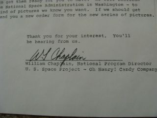 Vintage Oh Henry Candy Co.  NASA U.  S.  Space Project Letterhead & Photos 1960 ' s 7