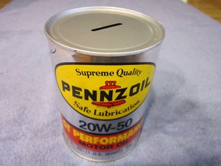 Pennzoil Cardboard Quart Size Oil Can Bank Rick Mears Special Signature Can