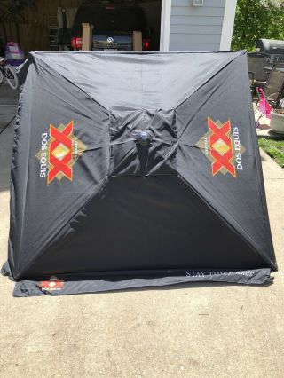 Dos Equis Xx Beer Patio Beach Umbrella 7’ Black Canvas