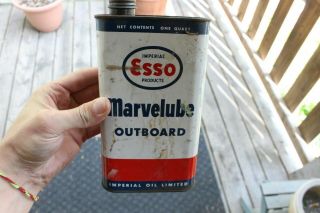 Vintage Imperial Esso Oil Can Marvelube Outboard Tin Can