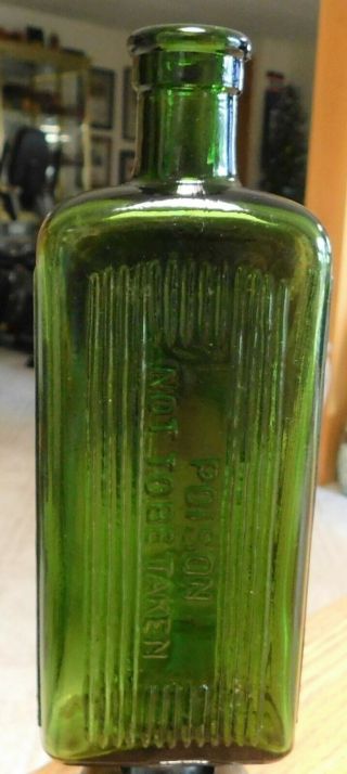 Antique Poison Bottle Emerald Green Not To Be Taken.  Sar & H Sick Fund 7.  00.  In.