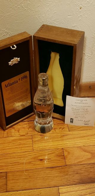 Lead Crystal Coca Cola Bottle From Centennial Olympic Games In Atlanta,  1996