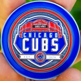 Premium Mlb Chicago Cubs Wrigley Field Poker Card Guard Chip Golf Marker Coin