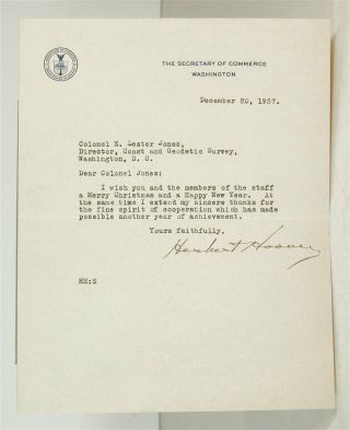 1927 President Herbert Hoover Typed Letter Signed Tls Commerce Department Letter