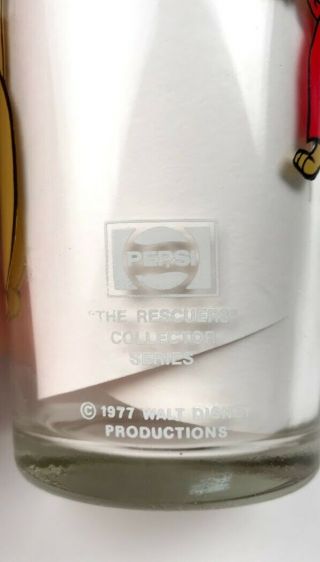 Pepsi Collector Series Glass The Rescuers EVINRUDE RUFUS 1977 Disney 3