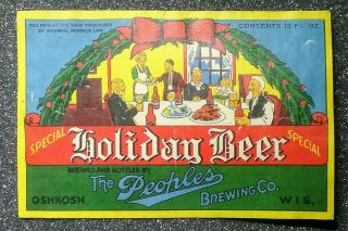 Special Holiday Beer Label,  The Peoples Brewing Co. ,  Oshkosh,  Wi.  Irtp