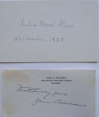 Jane Addams & Julia Ward Howe Signatures - Two Female Pioneers In Social Activism