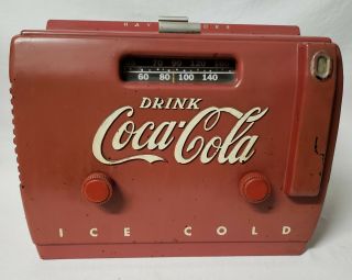 Vintage 1940s Drink Coca Cola Advertising Cooler Bakelite Tube Radio Vtg