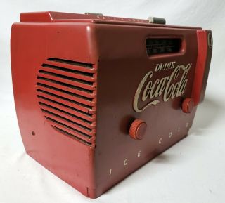 VINTAGE 1940s Drink Coca Cola Advertising Cooler BAKELITE Tube Radio VTG 4