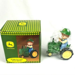 John Deere Porcelain Little Boy On A Tractor Figurine Fast