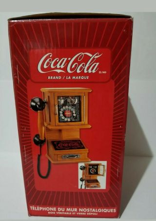 COCA - COLA NIB NOSTALGIC Wall Phone Real Wood Lighted Frosted Glass Hanging 2